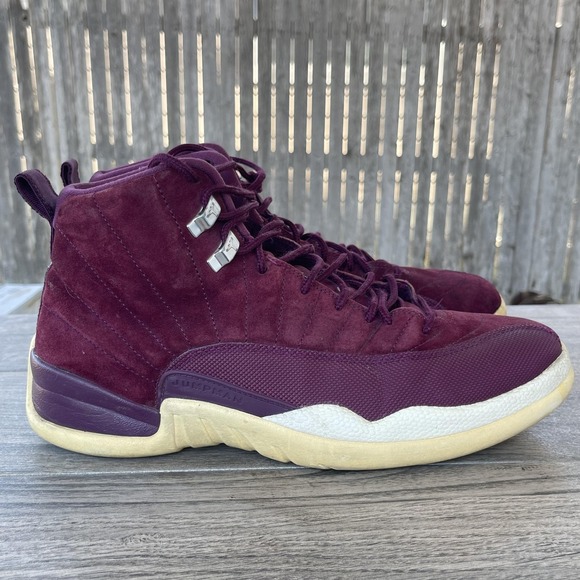 Nike Jordan 12 Retro Bordeaux Shoes Men 11 Red Burgundy Suede 130690-617 Sneaker - Picture 3 of 14